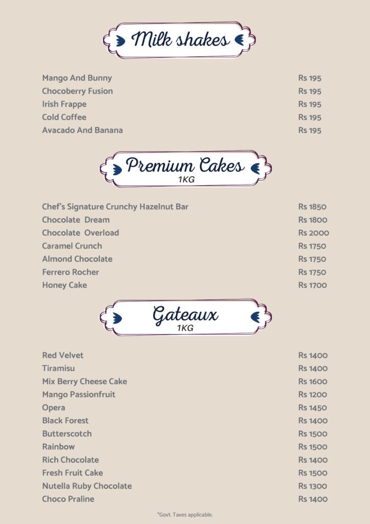 Caking by Chef Pillai Menu Whitefield, Bangalore